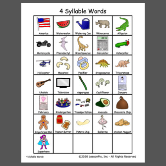 Four Syllable Words